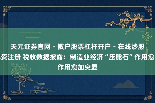 天元证券官网 - 散户股票杠杆开户 - 在线炒股如何配资注册 税收数据披露：制造业经济“压舱石”作用愈加突显